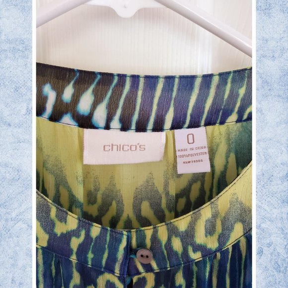 Chico's Semi Sheer Button Front Blouse - Picture 2 of 5